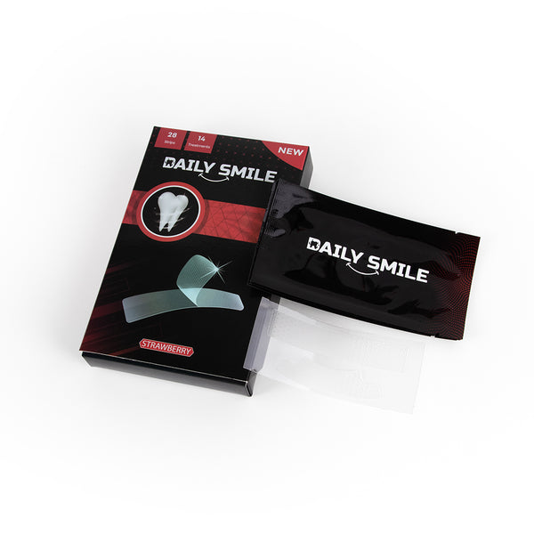 Daily Smile Tandenbleekstrips Aardbei, doosje met zakje strips