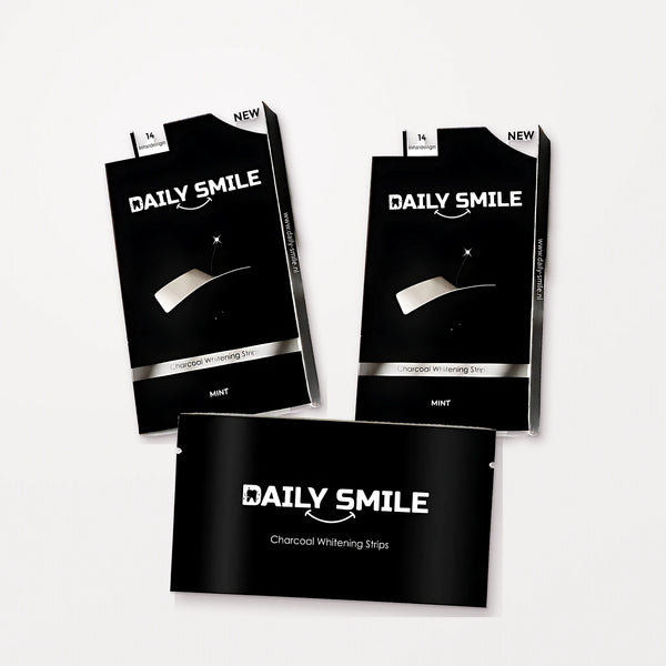 Daily Smile Tandenbleekstrips DUO, 2 doosjes Mint met een zakje strips, van bovenaf