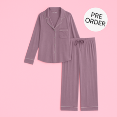 Lavendel Dames Pyjama Set – Comfortabele Lange Mouwen & Broek