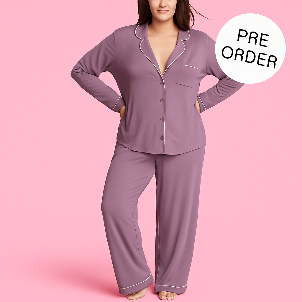 Lavendel Dames Pyjama Set – Comfortabele Lange Mouwen & Broek