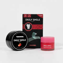 Glow Smile Bundle | Aardbei Whitening strips, aardbei charcoal poeder en de lip mask