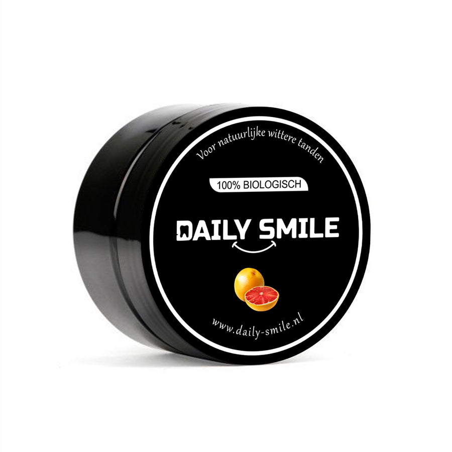 Daily Smile actieve kool tandpoeder Grapefruit, zwart potje